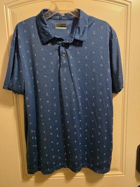PGA Tour Men's Blue Printed Polo